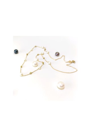 Dorika Toplu İnci Kolye 14 Ayar Altın Hd Videolu - 14 Ayar