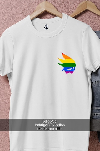Oversize Lgbt Person Cep Tasarımlı Unisex T-shirt Beyaz