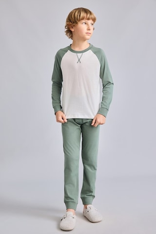 Defacto %100 Pamuk Bisiklet Yaka Reglan Uzun Kollu Üst Lastik Paça Alt 2li Pijama Takımı Erkek Çocuk I1443a826aukh458 Haki-kh458