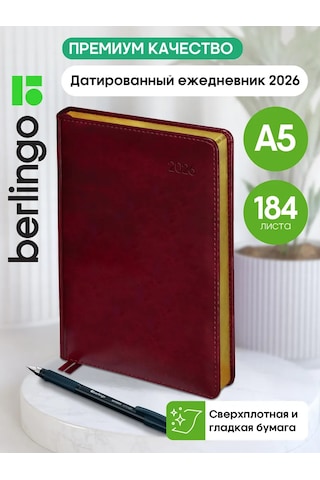 Berlingo 2026 Tarihli Günlük Ajanda, Planlayıcı, Bloknot A5 479334916 Bordo
