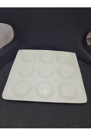 27x29cm Beyaz Porselen Kahvaltılık Sunumluk İskele Meze 1 Adet Beyaz