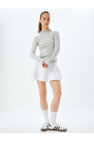 Koton Kapüşonlu Spor Sweatshirt Baskılı Uzun Kollu Slim Fit Beyaz Desenli 5wak10005nk Beyaz