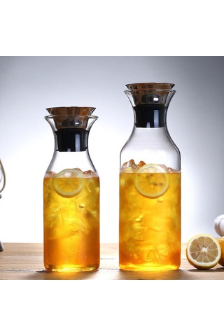 Hangfox 1500ml Yüksek Bor Silika Cam Soğuk/sıcak Su Kavanozu, Paslanmaz Çelik Kapaklı, Günlük Kullanım İçin Elverişli Ev Aletleri, Meyve Suyu Ve İçecek Depolama Kabı Çok Renkli