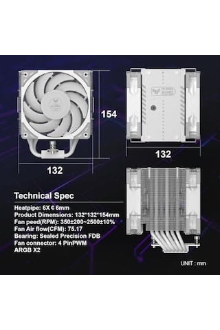 Scythe Mugen 6 Tuf Gamıng Edıtıon Beyaz, 120mm Wonder Tornado Fanlı Sessiz Hava Soğutucu, Intel Lga 1700 & Amd Am5/am4 Uyumlu Tower Soğutucu