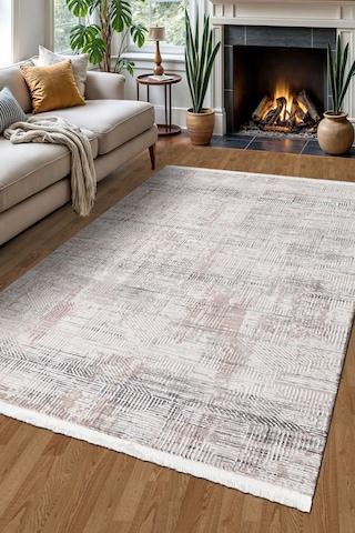 Volora Halı Koleksiyonu Yumuşak Dokulu, Modern İnce Form, Tozumaz Ve Kolay Temizlenebilir Gri - Bej