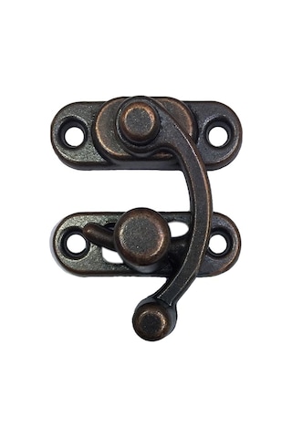 2 Adet Büyük Boy Yay Gözü Kancalı Kilit Oksit Kutu Sandık ve Kapak Klipsi 37x45 mm