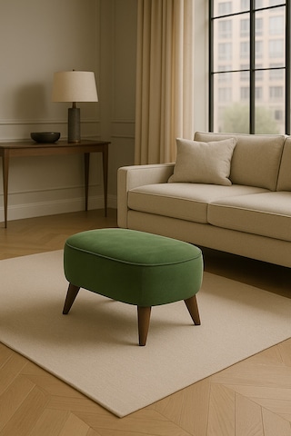 A5 Home Oval Puf Haki Yeşil