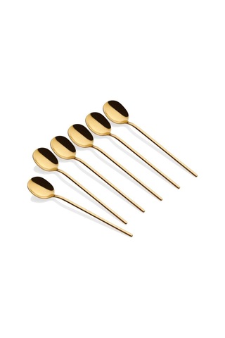 Parlak Gold Çay Kaşığı 6 Parça - 13 Cm Siyah