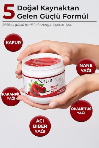 Naturix Paprika & Chili Biber Balsamı Masaj Jeli 3'lü Eko Paket - 500 Ml