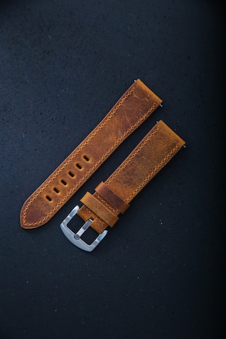 Hakiki Deri 22mm Akıllı Pimli Saat Kordonu Taba