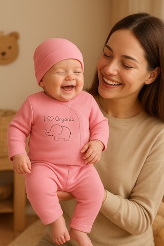 Tois Baby 2 Li Avantajlı Set Hediyelik Organik Hastahane Çıkışı Bebek Takımı 0-3 Ay Pembe + Yeşil