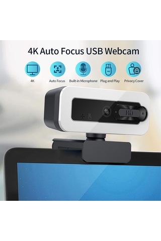 Dancemonkey 4k Otomatik Odaklı Usb Web Kamerası - Gürültü Azaltıcı Mikrofon Ve Gizlilik Kapısı İle Video Konferans