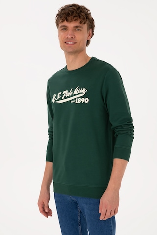 U.S. Polo Assn. Erkek Bisiklet Yaka Regular Fit Koyu Yeşil İnce Sweatshirt 50316315-VR079