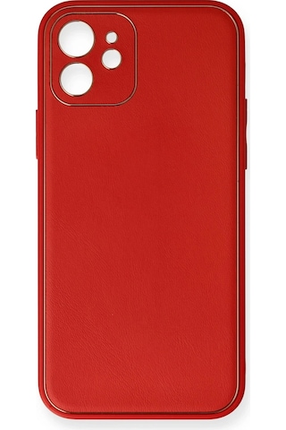 Newface Apple iPhone Uyumlu 12 Mini Kılıf Coco Deri Silikon Kapak Glblseme - 35 - Kırmızı