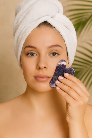 Ametist Taşı Gua Sha Yüz Masaj Taşı 58110 Çok Renkli