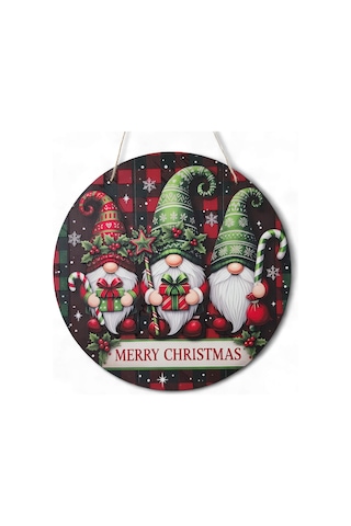 Yılbaşı Cüceleri Kapı Ve Duvar Süsü Merry Christmas 2 30x30