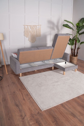 Bohem's Bohem Uzanmalı Köşe, Sağ Sol Kullanılabilen, Yüksek Ayaklı, Gri Gri