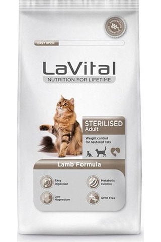 La Vital Sterilesed Kuzu Etli Kısırlaştırılmış Yetişkin Kedi Maması 12 KG