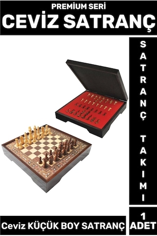 Premium Seri Aile Ev Arkadaş Zeka Strateji Beceri Geliştirici Ceviz Küçük Boy Satranç Takımı