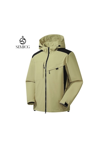 Erkek Dağcılık Nefes Alabilen Rüzgarlık Spor Ceketi Haki