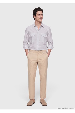 Ramsey Bej Düz Dokuma Jogging Fit Casual Pamuk Karışımlı Pantolon bej beige