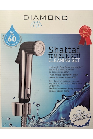 Diamond Shattaf Krom Duş Başlığı - Temizlik Seti Krom Kaplama
