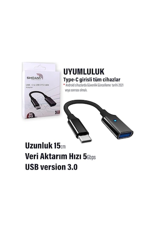 Type-c Usb 3.0 Çevirici Kablo Otg 5 Gbps Hızlı Veri Aktarıcı Type C Dönüştürücü