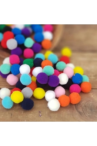 Tedar 12mm Renkli Karışık Yumuşak Ponpon Peluş 200 Adet Najmaddin (No:1) 8.5Cm X 10.5 Cm