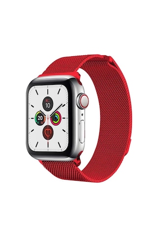 Ally Apple Uyumlu Watch 7-8 45 Mm, 6-5-4 44 Mm, 3-2-1 42 Mm Metal Milano Loop Kordon Kırmızı Mh-hs2150719281