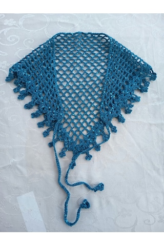 Elmundo Butik Üçgen File Bandana Saks Mavisi