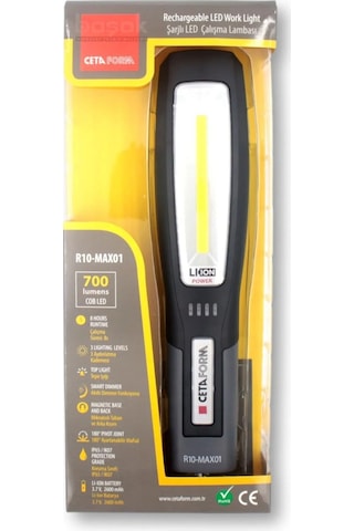 Ceta Form R10-MAX01 Şarjlı Led 700 Lümen Çalışma Lambası Gri - Siyah
