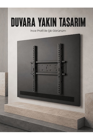 Sabit Televizyon Askı Aparatı 50"-95" İnce Profil Sağlam Metal Tv