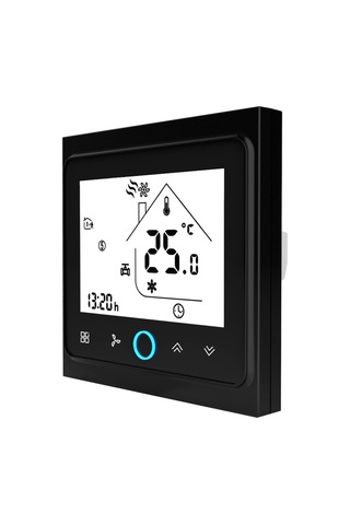 Xindoker Bac-002el Siyah Merkezi Klima Termostati - Soğuk/sıcak Valf Ve Fan Kontrolü, Enerji Tasarrufu, Ip20, Pil Dahil Değil