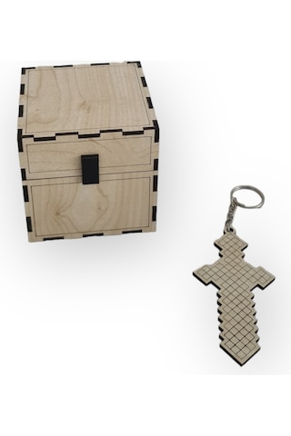 Ahşap Minecraft Anahtarlık Bej