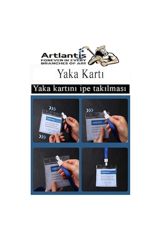Siyah İpli Yaka Kartı 1 Adet Ayarlanabilir Boyuna Asma Kimlik Koruyuculu Pvc Siyah Yaka Kartlığı Seyehat Ofis Okul Büro