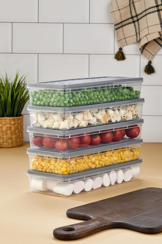 Multi Box 5 Li Set Saklama Kabı Seti - Dondurucu & Mikrodalga Uyumlu Gri