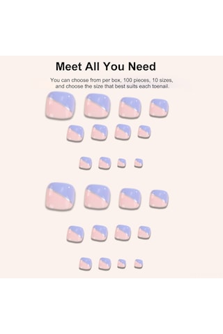 Qingmipy 100 Adet Şeffaf Tırnak Tipi Pedikür Takma Tırnak, Abs Malzeme, 10 Farklı Büyüklük, Kolay Takılabilir