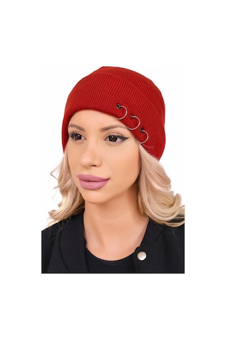 Kadın Bordo Piercingli Kışlık Bere Bordo