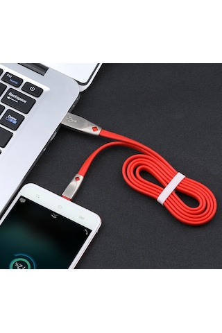 Aweı Cl-96 Usb Micro Usb Taşınabilir Tpe + Alüminyum Alaşımlı Veri Kablosu, 2a, Uzunluk: 1m Kırmızı