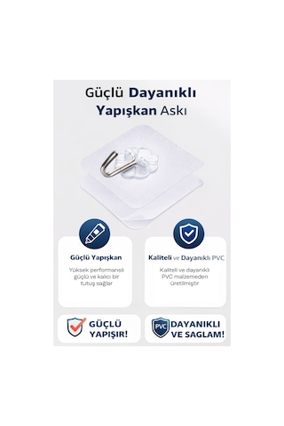 1 Adet Şeffaf Yapışkanlı Kanca Güçlü Kendinden Yapışkanlı Duvar Askısı Banyo Mutfak Kapı Askılık Diğer