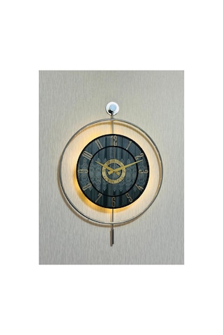 Pey Aksesuar Metal Camlı Duvar Saati Krom Statık 50 X 70cm Orta Boy Işıklı M51-kromgrı-füme-siyah-gold M51-kromgrı-füme-siyah-gold