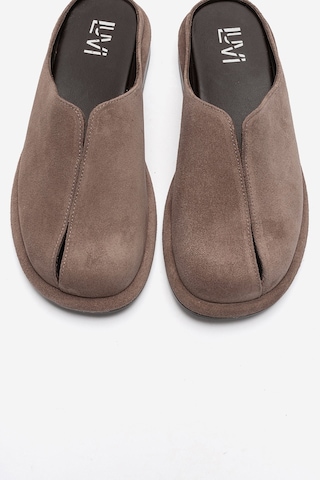 Luvishoes Tansy Vizon Süet Hakiki Deri Önü Kapalı Kadın Terlik