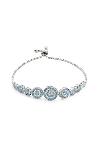 Brezza Lusso Jewelry Firuze Taşlı Asansör Kilitli Kadın Gümüş Bileklik