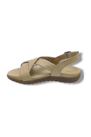 Ellanor S-687-26 Hakiki Deri Çapraz Bant Anatomik Taban Kadın Sandalet Bej