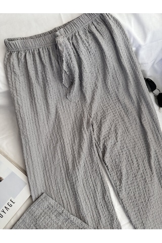 Intive Cool Comfort Waffle Kumaş Pamuklu Nefes Alabilir Basic Yazlık Jogger Pantolon Cepsiz Gri