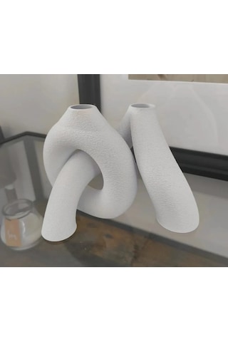 Alvera Interlocking Vazo 3d Baskı Iç Içe Geçen Dekoratif Vazo-bej