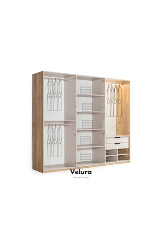 İzgi 6 Cam Kapaklı Gardırop Dolap Ceviz