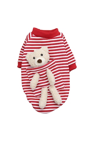 Geeksen Köpek Ve Kedi Poları - Esnek Poliester, Soluk Nefesli, Günlük Kullanıma Uygun, Trendy Desenli Kırmızı Çizgili-m