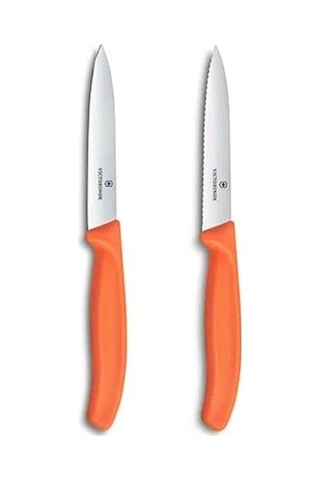 Victorinox 6.7799.2c1 Swiss Classic 2li 10cm Soyma Bıçağı Set, Turuncu Turuncu