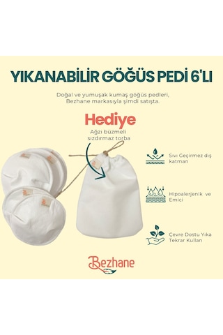 Bezhane Yıkanabilir 6'lı Kumaş Göğüs Pedi